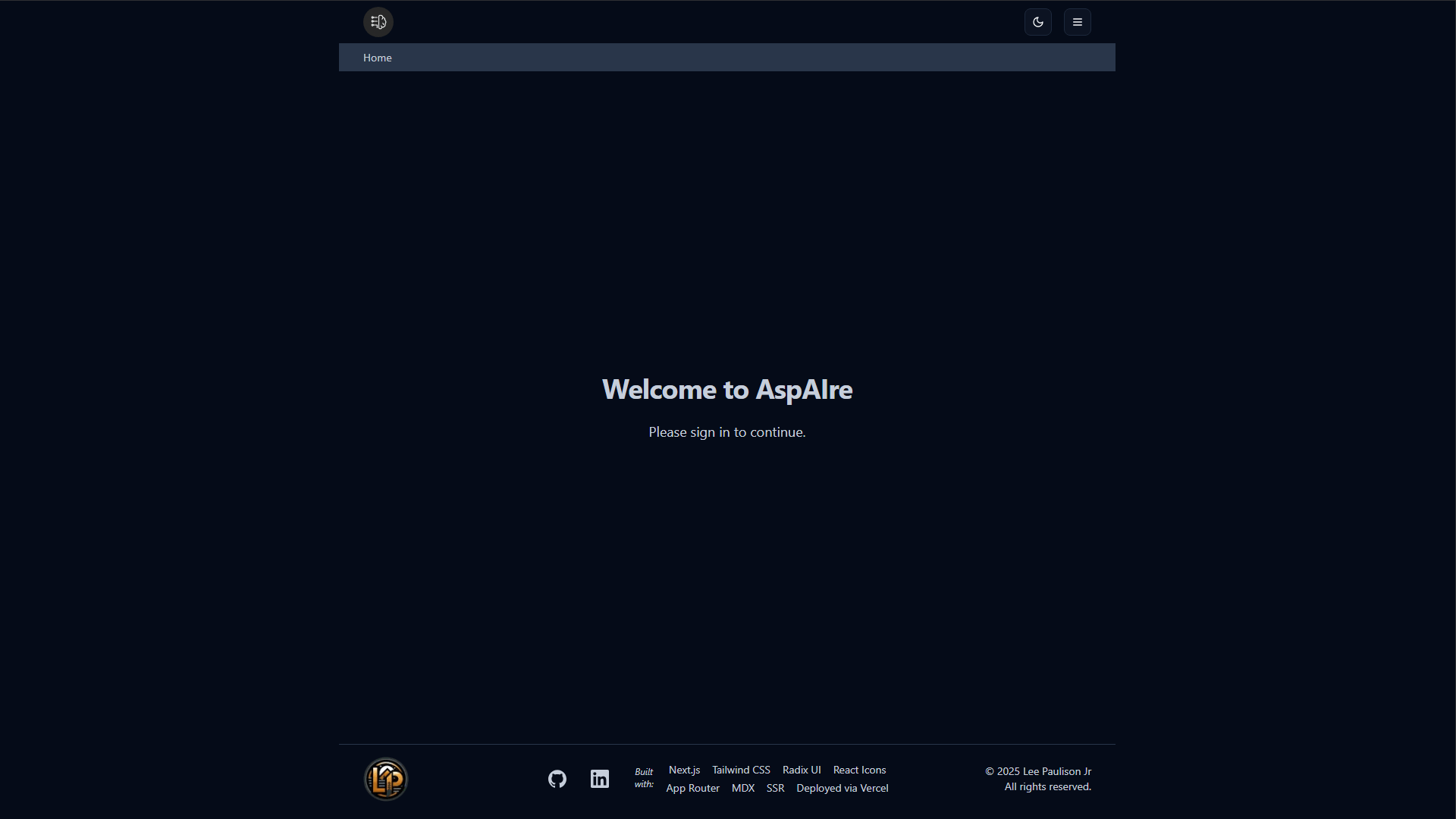 Screenshot of AspAIre interface